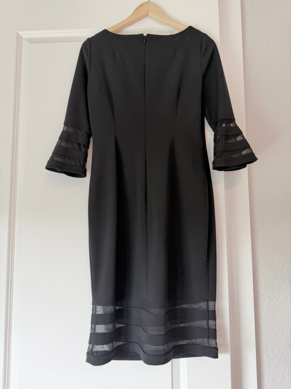 Calvin Klein Black Midi Shift Dress with Sheer Band Details